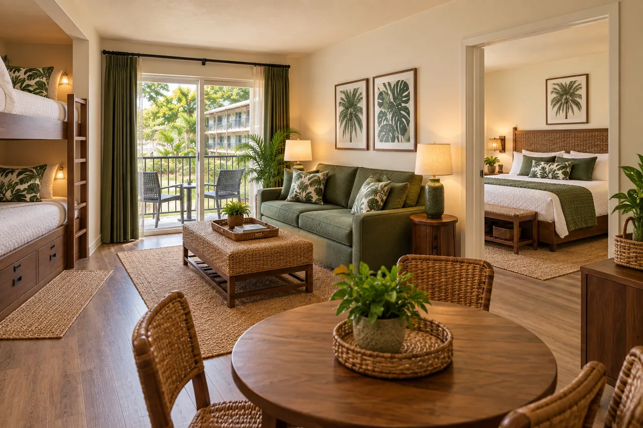 Family Suite model with a separate bedroom and twin bunk nook.